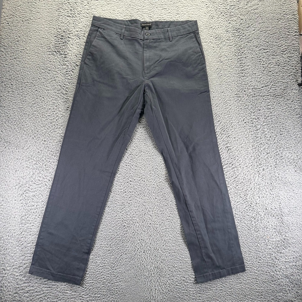 Banana Republic Pant Mens 34x32 Gray Cotton Chino Straight Leg Preppy Business